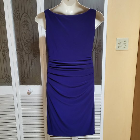Ralph Lauren Ladies Beautiful Blue Ruched Evening Dress - Picture 2 of 8